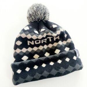 Kids The North Face Black and Gray Knit Pom-Pom Beanie